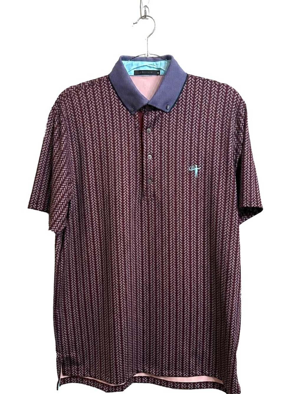 Greyson Vaquero Golf Club Burgundy Patterned Golf Performance Polo